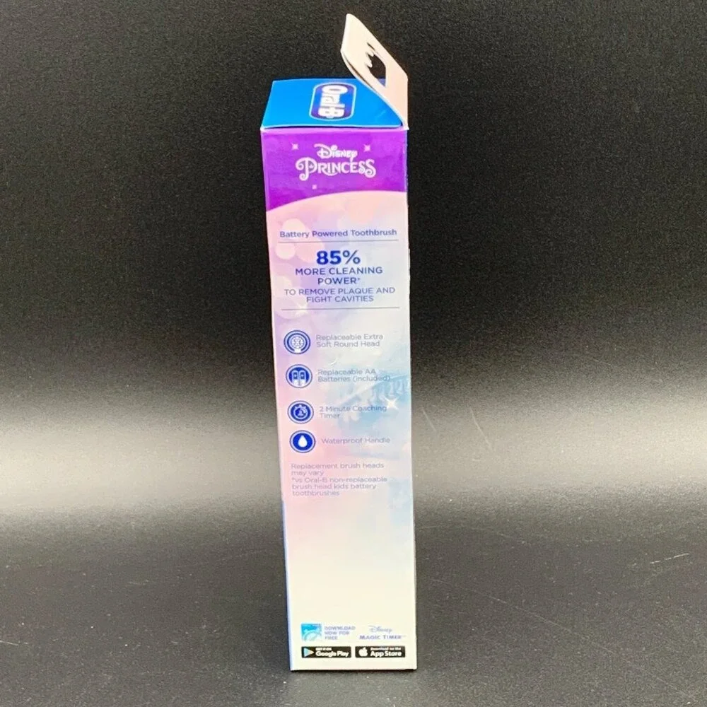 Oral-B Disney Princess Battery‎ Powered Toothbrush Kids 4 Handle Stickers